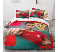 SJT0A3254 Housse de couette enfant Cristiano Ronaldo - Star du football - Lit double avec fermeture éclair - Housse de c 200X200 CM