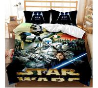 SJT0A3620 Parure de lit Star Wars en coton : jupe de lit,2 taies d’oreiller et housse de couette (Image 05) 200X200 CM