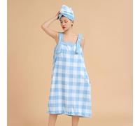 SJTJSPX Serviette de Bain pour Femmes,Peignoir de Bain avec Bonnet Cheveux à Séchage Rapide,Drap de Bains à Bretelles Réglable Boutons,Robes Enveloppant,Jupe Spa Sauna Paréo Plage Piscine