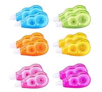 SJUNJIE 12 Pcs Rubans Correcteurs Mini Souris Correcteur Blanc Bande de Correction Tape 4 m x 5 mm pour Fourniture Scolaire École Bureau Correcteur Souris (6 Couleurs)