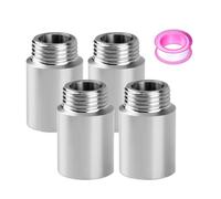 SJUNJIE Lot de 4 Pièces Rallonge de Robinet 1/2" 30mm Extensión Grifo Jardin en Acier Inoxydable Rallonge 1/2 Plomberie avec Bande D'étanchéIté Extension Robinet pour Chauffage et D'eau Potable