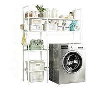 SJWJWOO Etagere Machine a Laver, Meuble Machine à Laver Peu encombrant Meuble De Machine à Laver pour Toilettes et buanderie,White-2Tier