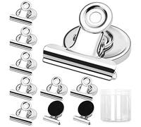 Skaaisont 10 Pièces Aimant Clips, Anti-Rayures Aimant Puissant Bulldog Clip Aimants Frigo Aimants Magnétique, Convient pour Bureaux, Écoles et Maisons - Argent