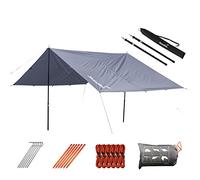 Skandika Voile d'ombrage XL 5x3m | avec/sans Barres télescopiques,Protection Solaire rectangulaire, étanche 3000 mm, Cordes (5x3m(Set))