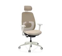 Skandis Pro | avec appui-tête | Structure : Blanc - Siège de bureau de qualité professionnelle Beige / Blanc