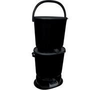 Skaza Bokashi Essential Kit poubellecuisine (2 x 15,3 litres) + base - seau à compost cuisine et jardin en plastique recyclé - kit de démarrage + 1 kg de fermentateur inclus - noir
