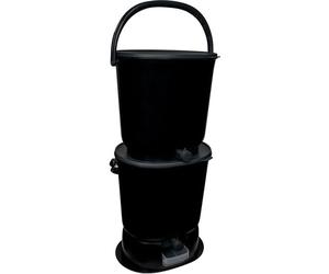 Skaza Bokashi Essential Kit poubellecuisine (2 x 15,3 litres) + base - seau à compost cuisine et jardin en plastique recyclé - kit de démarrage + 1 kg de fermentateur inclus - noir