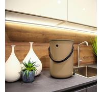 Skaza Bokashi Organko 2 | Bac à compost de cuisine primé en plastique recyclé | 9,6 L | Kit de démarrage pour les déchets de cuisine et le compostage | avec 1 kg de poudre EM | Marron-beige