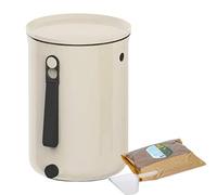 Skaza Bokashi Organko 2 Composteur de Cuisine - Bokashi Composteur 9,6 L + 1 kg activateur EM - Seau à Compost Compact et sans Odeur, Blanc Crème