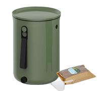 Skaza Bokashi Organko 2 Composteur de Cuisine, Olive | Bokashi Composteur 9,6 L, 1 kg activateur EM, Seau à Compost Compact, Sans Odeur