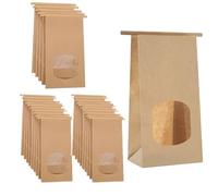 SKDFHOD 25 Pièces Sacs en Papier Kraft avec Fermeture, Sacs de Boulangerie avec Fenêtre, 25x12 CM Sachet Kraft Zip Réutilisables, Sachet Krafts Alimentaire pour Emballer Cadeaux Banquet, Biscuits