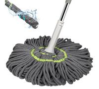 Skeadex Serpillère déshydratée 2 en 1, 128 cm, rotative à 360 °, avec fonction d'essorage, fil de coton, absorbante, avec manche télescopique, pour une utilisation humide et sèche (gris)