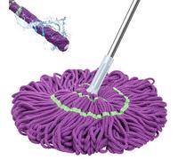 Skeadex Serpillère déshydratée 2 en 1, 128 cm, rotative à 360 °, avec fonction d'essorage, fil de coton, absorbante, avec manche télescopique, pour une utilisation humide et sèche (violet)