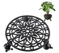 Skelang 28cm Support pour Plante à Roues, Porte Plante a roulettes en Fonte, Soucoupe avec Roues pour Plante avec Frein, Noir