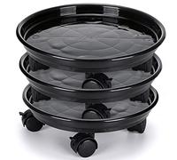 Skelang 3 Pcs Support de Pot de Fleurs à Roues, 30cm Support Roulant Plantes, Support pour Plante avec Roue pour Plantes d'intérieur et d'extérieur, capacité de Charge 56kg (Noir)