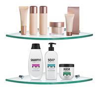 Skelang Lot de 2 étagères murales en verre pour salle de bain - 292 x 292 mm - 8 mm d'épaisseur - Étagère d'angle en verre trempé pour vestiaire, cuisine, salon, chambre à coucher