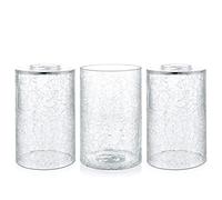 Skelang Lot de 3 abat-jours en verre craquelé sans lèvres, couvercle de lumière cylindrique avec ouverture de montage, remplacement pour lustre, suspension, lampe de salle de bain