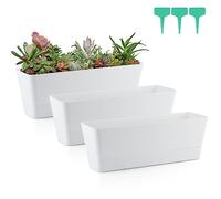Skelang Lot de 3 Pots de Fleurs rectangulaires de 30,5 cm pour Rebord de fenêtre - pour Plantes Grasses, Herbes, légumes (Blanc)