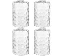 Skelang Lot de 4 abat-jours en verre martelé sans lèvres, couvercle de lumière cylindrique avec ouverture d'ajustement, remplacement pour lustre, pendentif, lampe de salle de bain
