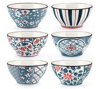 Skelang Lot de 6 bols en céramique de 350 ml en porcelaine de style japonais pour riz, céréales, desserts, soupes, collations, micro-ondes et lave-vaisselle