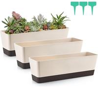 Skelang Set de 3 jardinières rectangulaires 42,4 cm plastique extérieur, balcon, succulentes