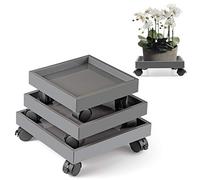 Skelang Support de Pot de Fleur à Roulette, Porte Plante, Soucoupe à roulettes pour Plantes en ABS, pour déplacer Les jardinières en Pot, Plantes à Fleurs de Pont, Lot de 3(Square)