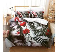Skeleton Ensemble Housse De Couett Imprim¿¿ D Et Taie D'oreiller ,Ultra Doux Microfibre Hypoallerg¿¿Nique £¬Ensemble Housse De Couette Avec Fermeture ¿¿Cl