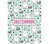 Sketchbook: Carnet De Croquis Skizzenbuch Album Da Disegno Cuaderno De Bocetos: 100 Blank Page Sketch Book For Drawing, Doodling & Writing: Cute Cat Unicorns On Green 616-3