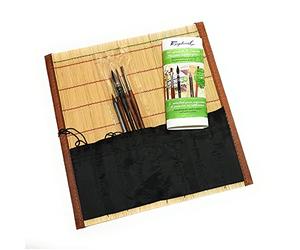 Sketching & Watercolour Set Set de 3 Pinceaux Precision Rond, 1 Softaqua + Graphite Cretacolor avec étui en bambou