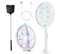 SKIKHN Tapette à mouches électrique pliable 4000 V, raquette anti-mouches rechargeable USB-C, maille à 3 couches, tue-mouches avec base de câble, tueur d'insectes portable pour la maison, le camping