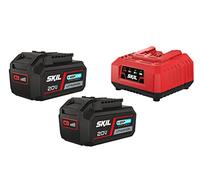 SKIL Batterie avec Chargeur 3112 BA (2 Batteries d'outils 4,0 Ah, 18 V, avec indicateur de Charge LED, avec Chargeur de Batterie, Temps de Charge 1,67 Heures) BC1E3112BA