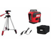 SKIL MT1E1961DA Laser en Croix à 360° (jusqu'à 30 m de portée, Lignes Laser Horizontales/Verticales/croisées, poignée Souple, indicateur de capacité de la Batterie, Mode Auto-nivellement, Artisans