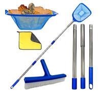 Skimmer De Piscine Brosse réglable à mailles fines avec perche | Kit De Nettoyage Pour Piscine pour étang bassin jardin lac extérieur arrière-cour maison commercial hôtel
