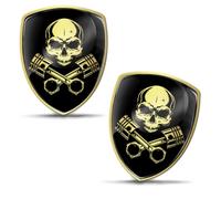 SkinoEu Autocollant bombé 3D - Autocollant en gel imperméable et résistant aux UV - Pour voiture, moto, valise, ordinateur portable, PC, casque - Durable et fort adhésif - Tête de mort dorée KS 59