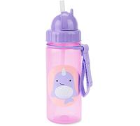 Skip Hop Gourde à Paille Narwhal Enfant - Enfants 3 Ans et Plus - Inclus Sangle Pratique, Paille - Pour l'Autonomie Alimentaire, la Motricité - Facile à Ouvrir, Sans BPA - Lavable au Lave Vaisselle