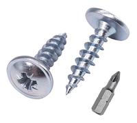 SKIR'CO Lot de 100 vis à bois en acier zingué 4,5 x 16 mm, vis en métal, tête gaufrée, Pozidriv, autotaraudeuses
