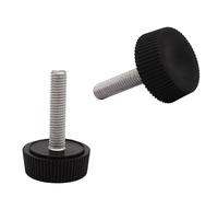 SKIR'CO Lot de 2 Pieds de Nivellement M5 x 20 mm, Ronds Réglables en Métal, Tige Filetée M5
