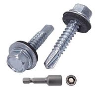 SKIR'CO Lot de 30 vis de toiture plaquées zinc, 6,3 x 32 mm, vis auto-foreuses avec rondelles EPDM, tête hexagonale