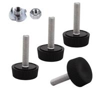 SKIR'CO Lot de 4 Pieds de Nivellement M5 x 20 mm, Ronds Réglables en Métal, Tige Filetée M5 (Écrous Inclus)