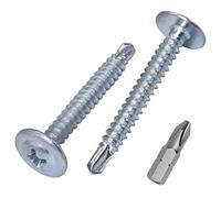 SKIR'CO Lot de 50 vis autoforeuses plaquées zinc 4,2 x 32 mm, vis à tôle en métal, tête bombée modifiée au pH