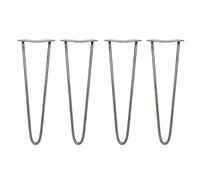 SKISKI LEGS - 4 Pieds de Table en Épingle à Cheveux 40,6cm 2 Tiges en Acier Couleur Naturelle Épaisseur 10mm