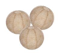 SKISUNO 3 Pièces Abat-jour Décoration Vintage de Lanterne Ronde en Lin Kaki, Design Suspendu Diffusion de Lumière Douce pour Porche et Lampe Suspendue