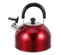 SKISUNO Bouilloire Sifflante et Design Unique 3l en Acier Inoxydable avec Poignée Ergonomique Rouge pour Cuisinière à Domicile