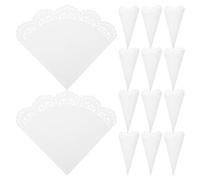 SKISUNO Cônes de confettis de Fleurs en Papier Dentelle Blanc, 50 pièces, Tubes ajourés pour confettis, décorations pour Mariage et fête, 12 cm, léger et Portable