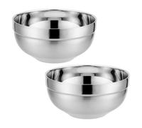SKISUNO Ensemble de 2 Bols à Nouilles en Acier Inoxydable 201 Double Paroi Anti-brûlure Capacité 700ml Design Élégant pour Maison et Hôtels