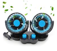 SKJJM Ventilateur Voiture 12V, 360° Rotatif Double Têtes Ventilateurde Circulation d'air Rotation, avec Allume-cigare, Ventilateurs de Refroidissement Silencieux, pour Voiture/Van/SUV/RV Bateau
