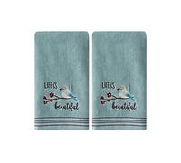 SKL Home by Saturday Knight Ltd. Life is Beautiful Lot de 2 essuie-Mains Aqua