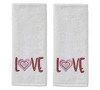 SKL Home by Saturday Knight Ltd. Lot de 2 Serviettes de Toilette pour la Saint-Valentin, Blanc