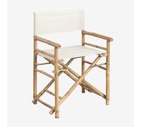 Chaise de réalisateur pliante en bambou pour jardin Woody Blanc