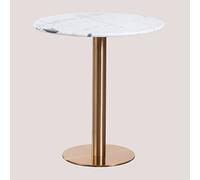SKLUM Table de Bar Ronde en Marbre Chack Métallisé Or Rose Ø70 cm